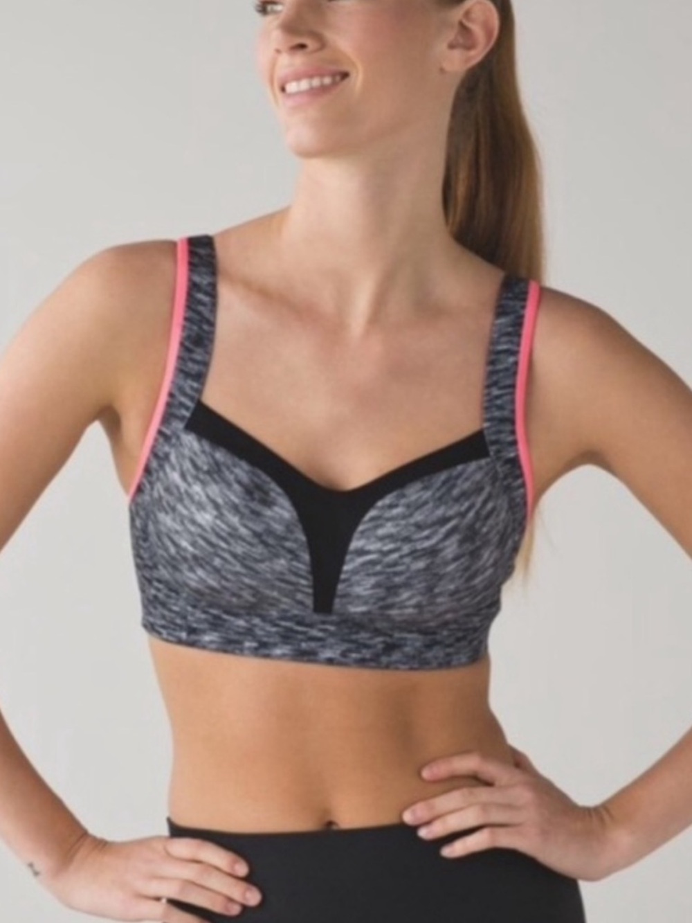 Lululemon Tata Tamer III Pink Black Gray Adjustable Straps Size 34DD